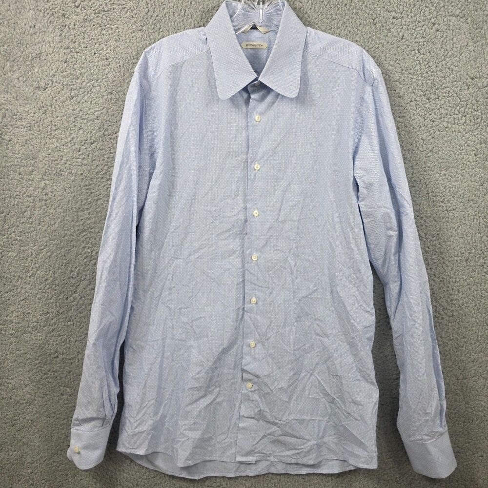 Suitsupply Shirt Mens Button Up Blue Albini Long Sleeve Shirt Size 16.5